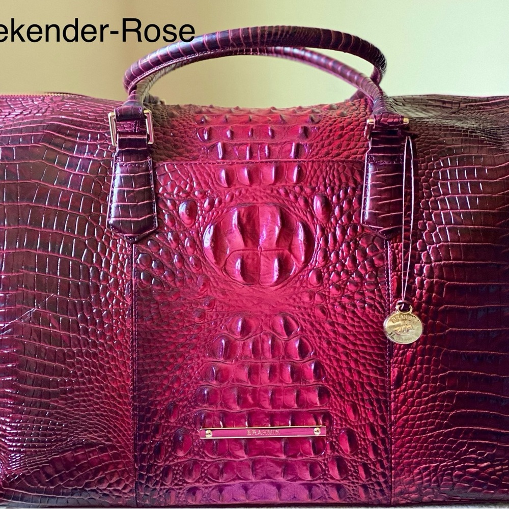 Brahmin Rose Ombre Croc-Embossed Travel Bag